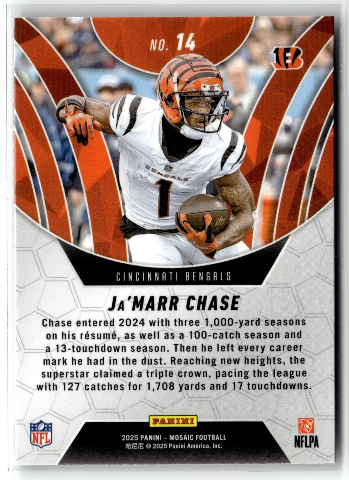 2025 Panini Mosaic #14 Ja'Marr Chase Elevate Mosaic