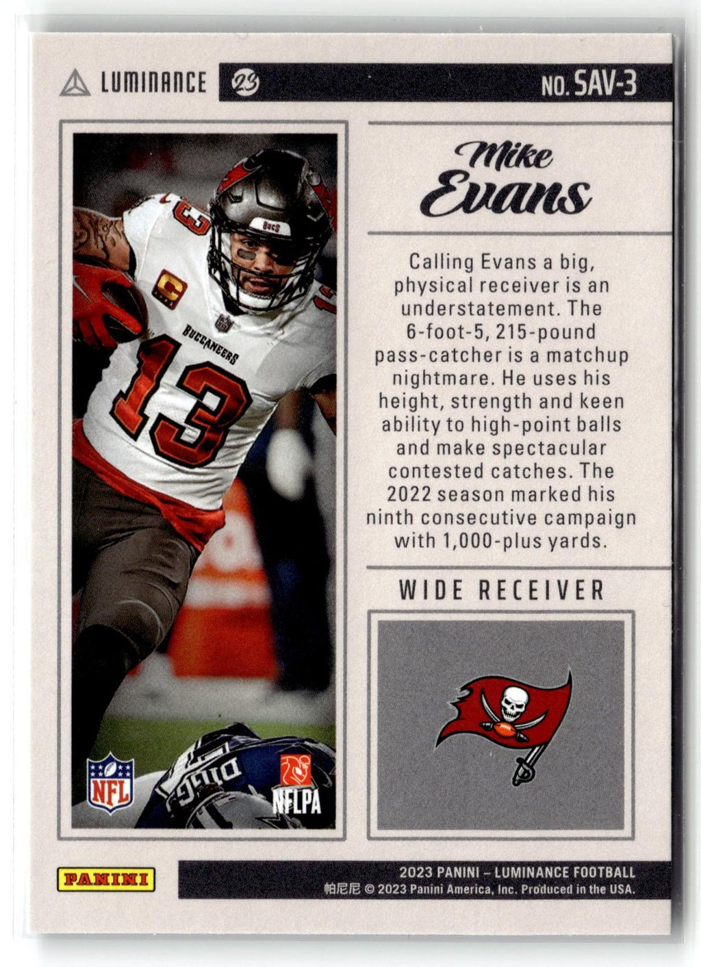 2023 Panini Luminance #SAV-3 Mike Evans Savage