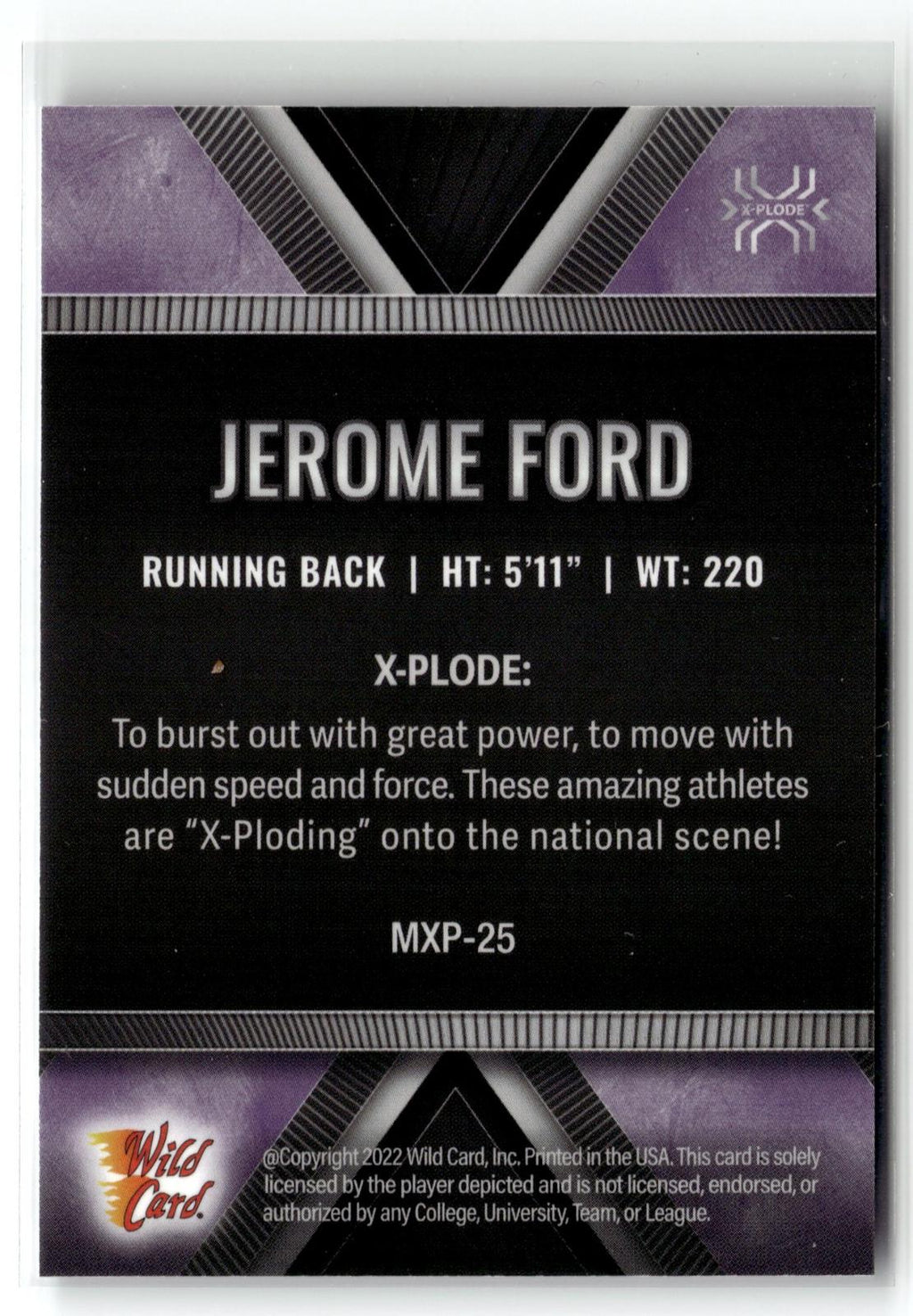 2022 Wild Card Matte #MXP-25 Jerome Ford X-Plode Black/Purple X