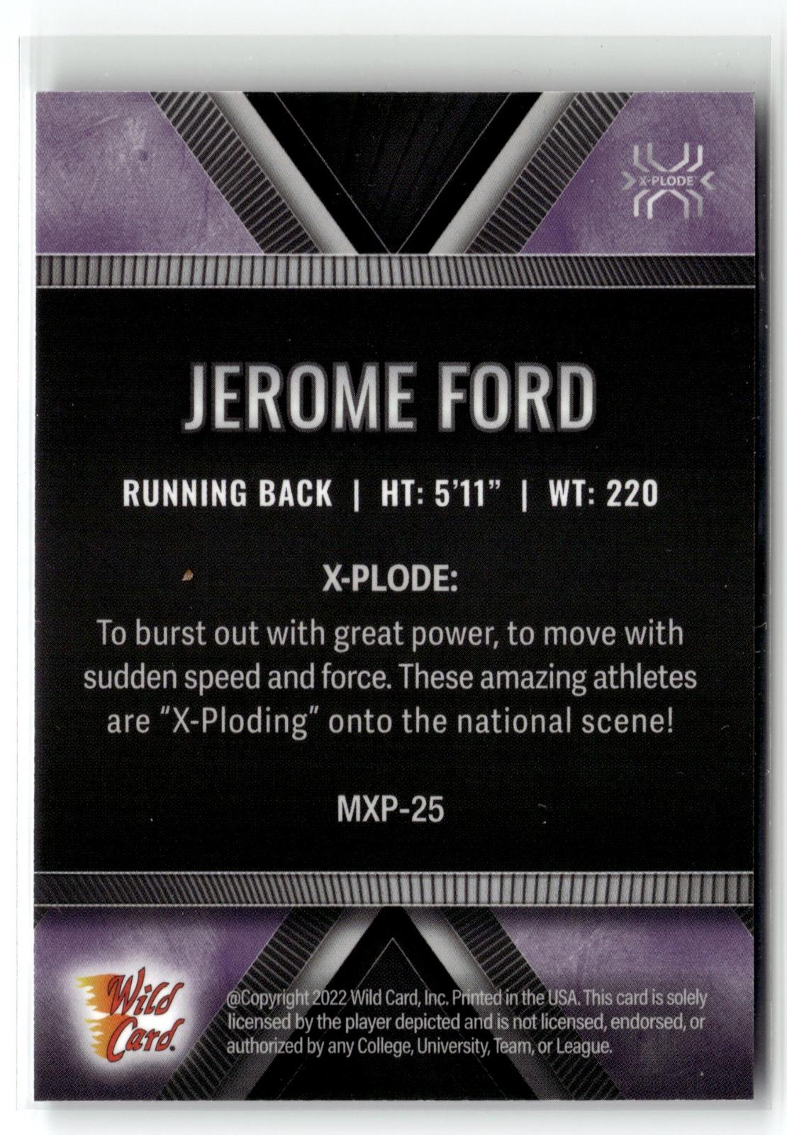 2022 Wild Card Matte #MXP-25 Jerome Ford X-Plode Black/Purple X