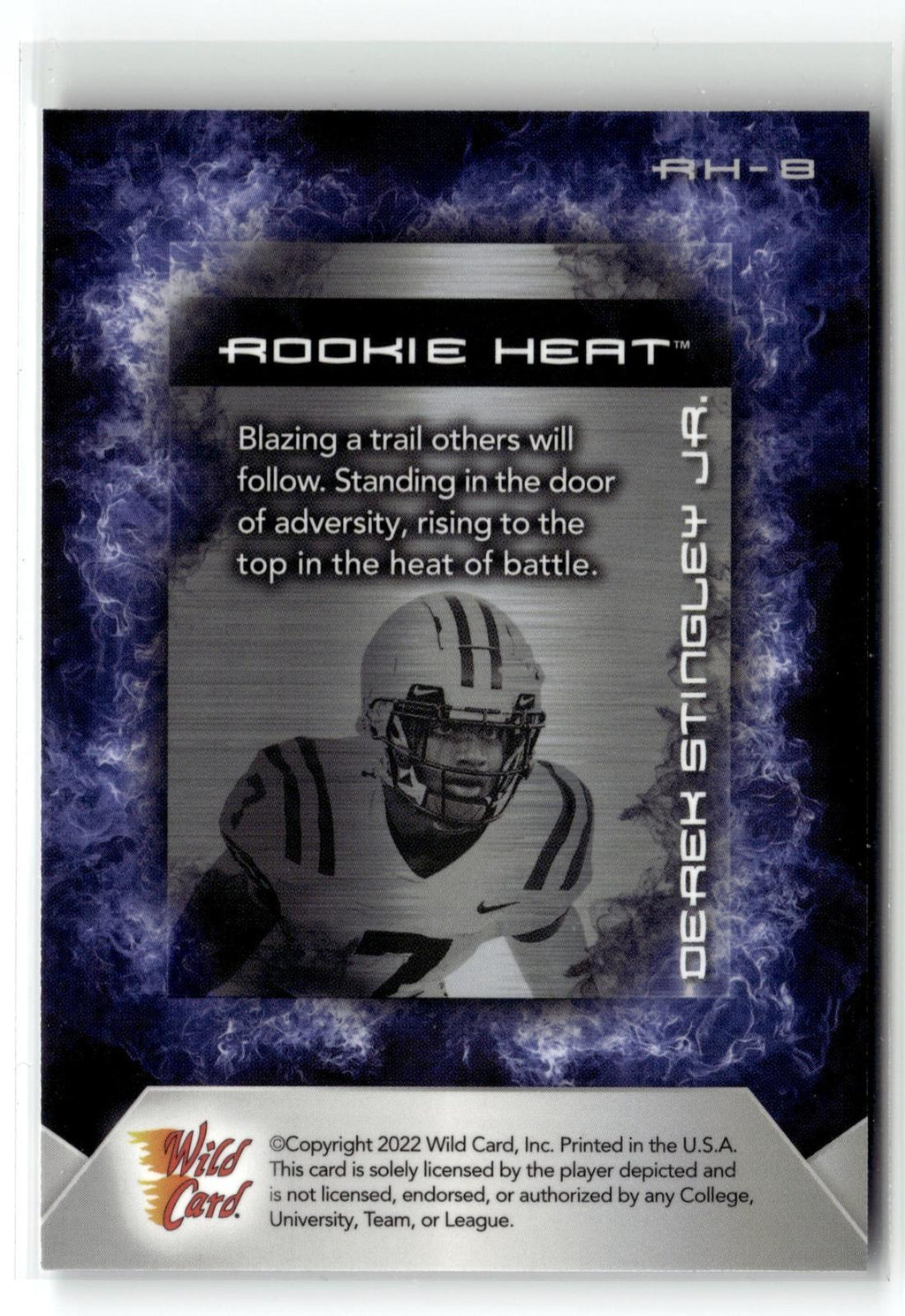 2022 Wild Card Matte #RH-8 Derek Stingley Jr. Rookie Heat Black/Blue