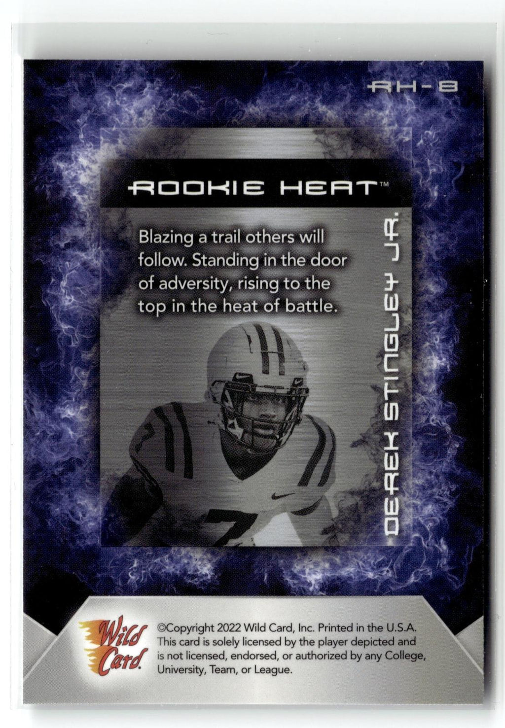 2022 Wild Card Matte #RH-8 Derek Stingley Jr. Rookie Heat Black/Blue