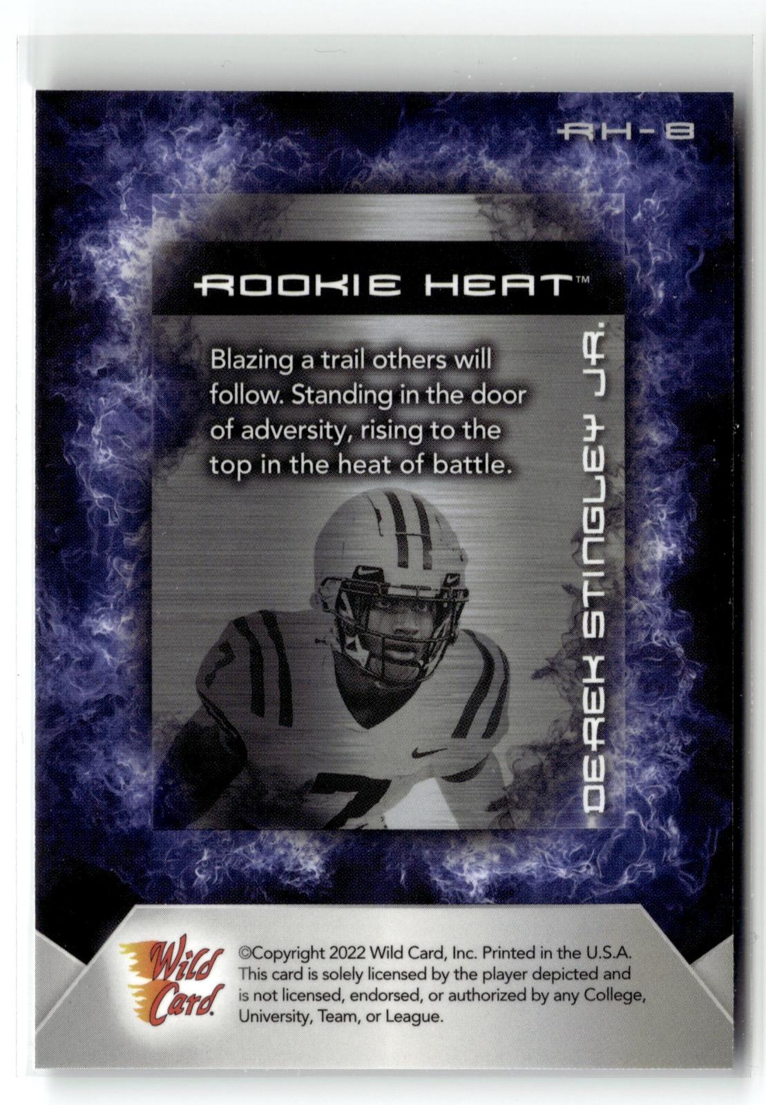 2022 Wild Card Matte #RH-8 Derek Stingley Jr. Rookie Heat Black/Blue