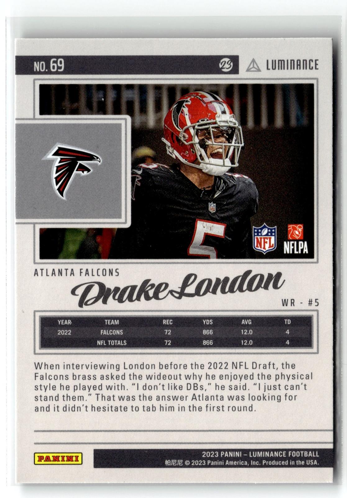 2023 Panini Luminance #69 Drake London