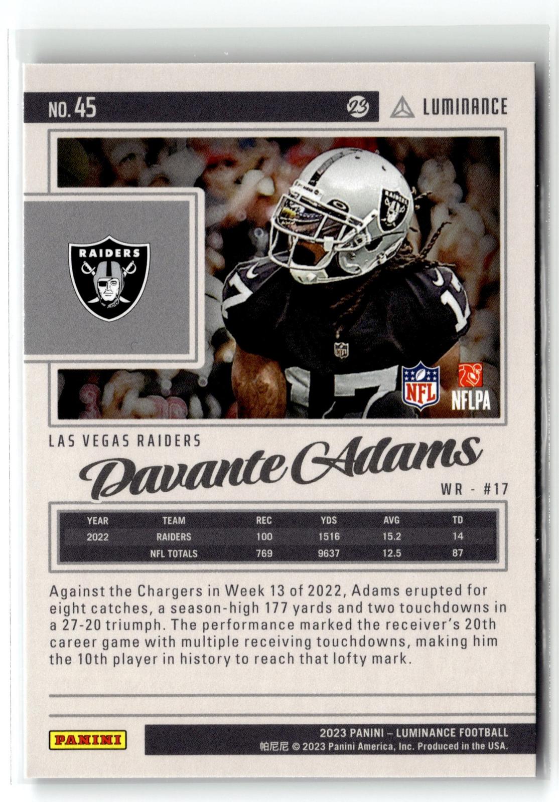 2023 Panini Luminance #45 Davante Adams