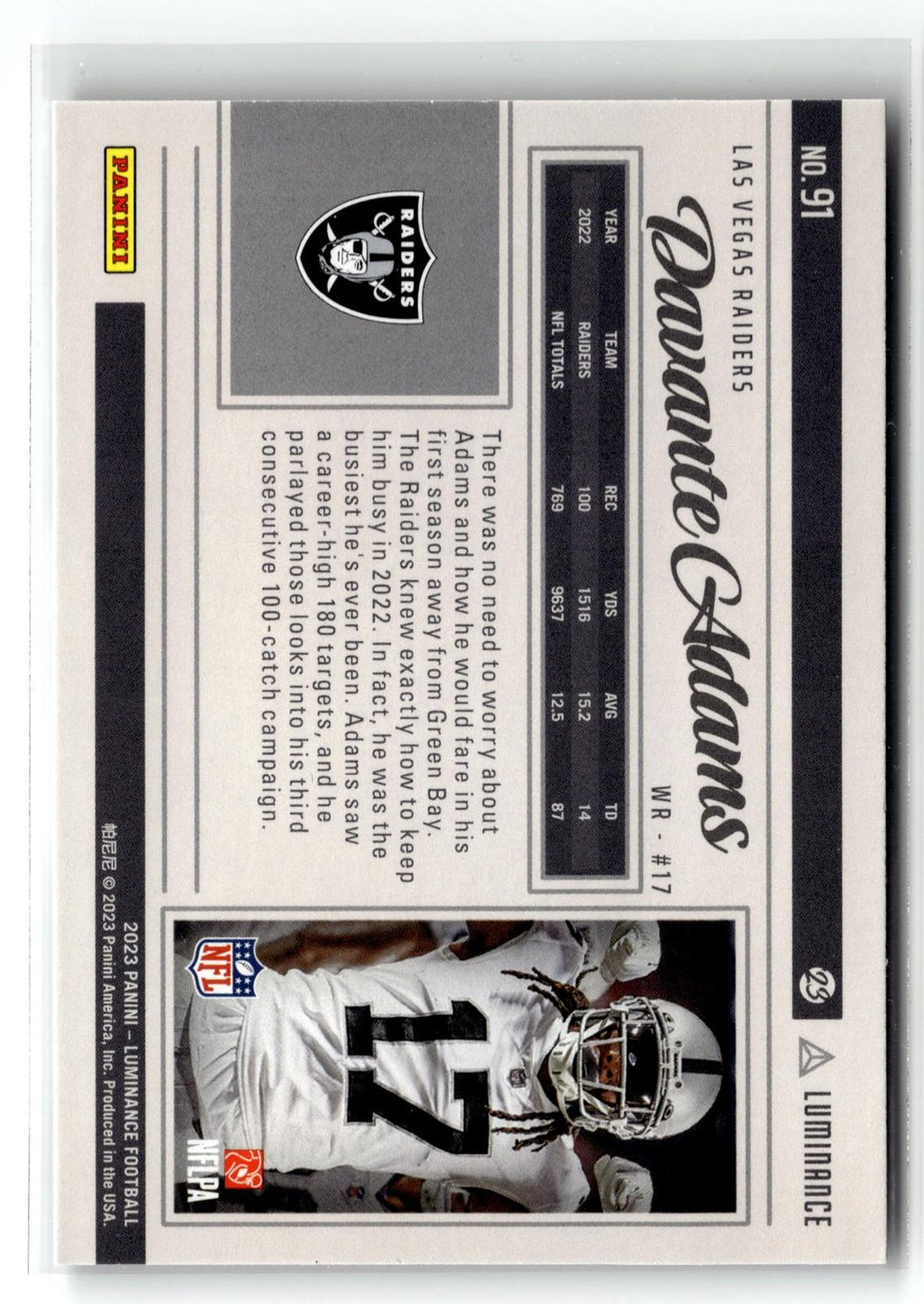 2023 Panini Luminance #91 Davante Adams