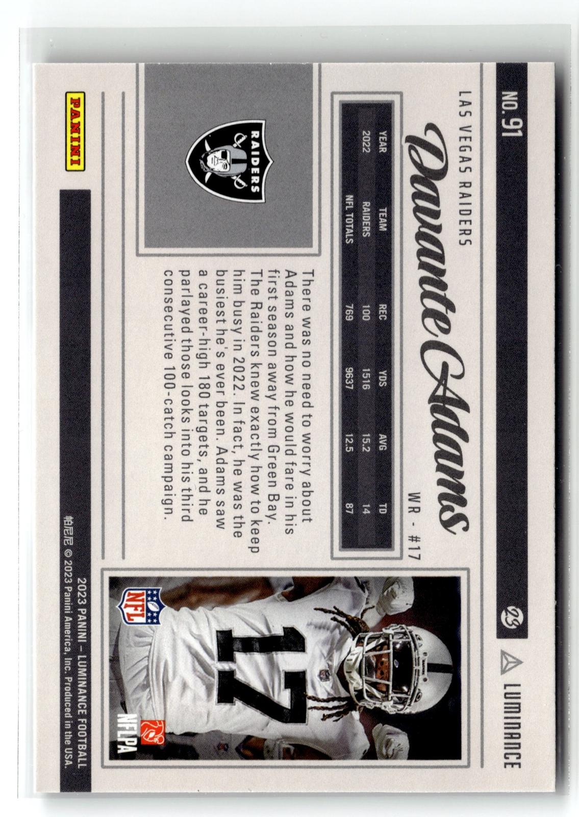 2023 Panini Luminance #91 Davante Adams