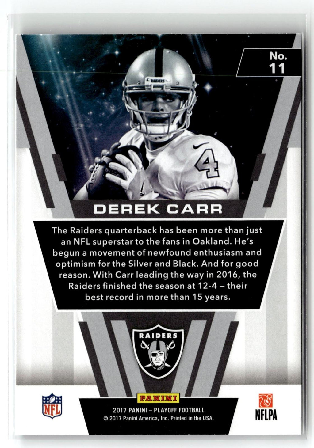 2017 Panini Playoff #11 Derek Carr Star Gazing