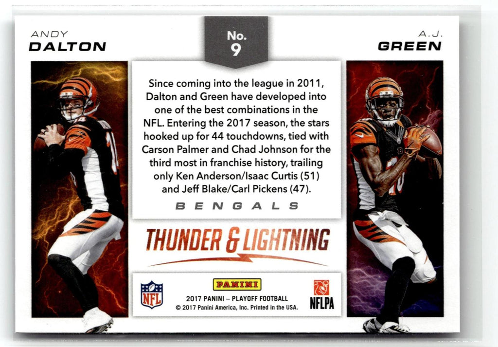 2017 Panini Playoff #9 Andy Dalton / A.J. Green Thunder and Lightning