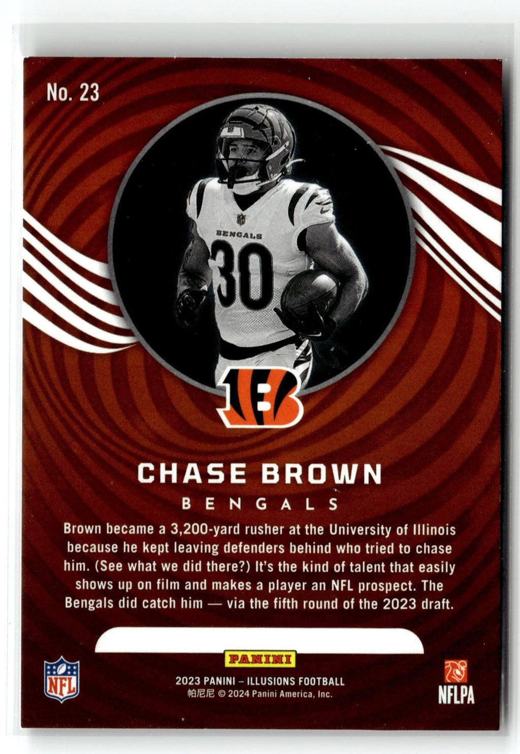 2023 Panini Illusions #23 Chase Brown Orange Trophy Collection