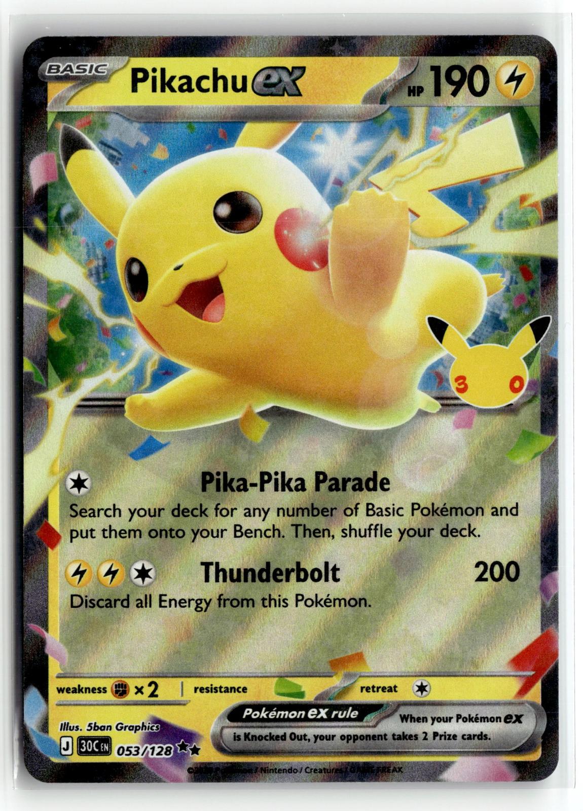 Pokemon tcg ME: 30th Celebration #053/128 Pikachu ex