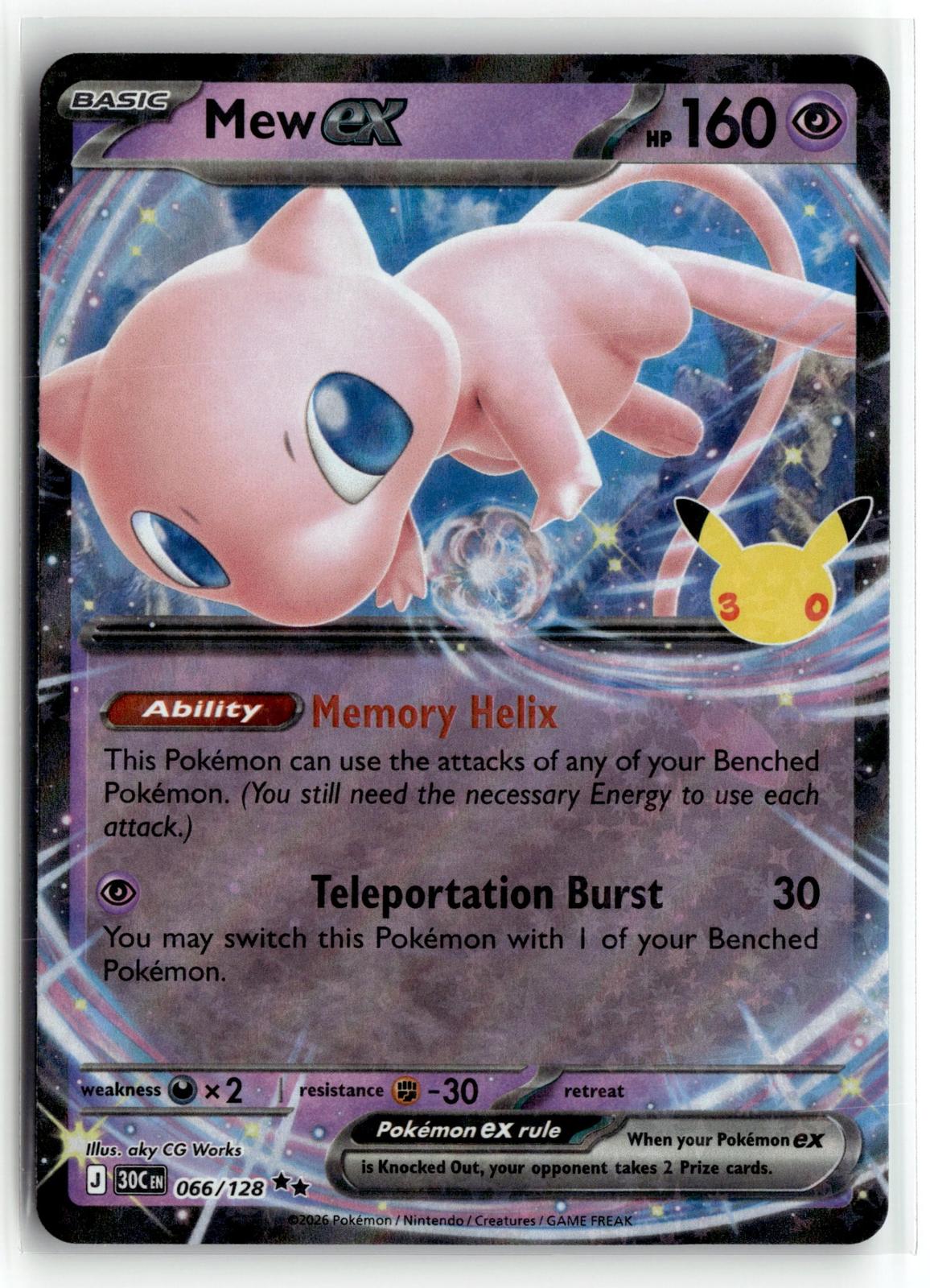 Pokemon tcg ME: 30th Celebration #066/128 Mew ex