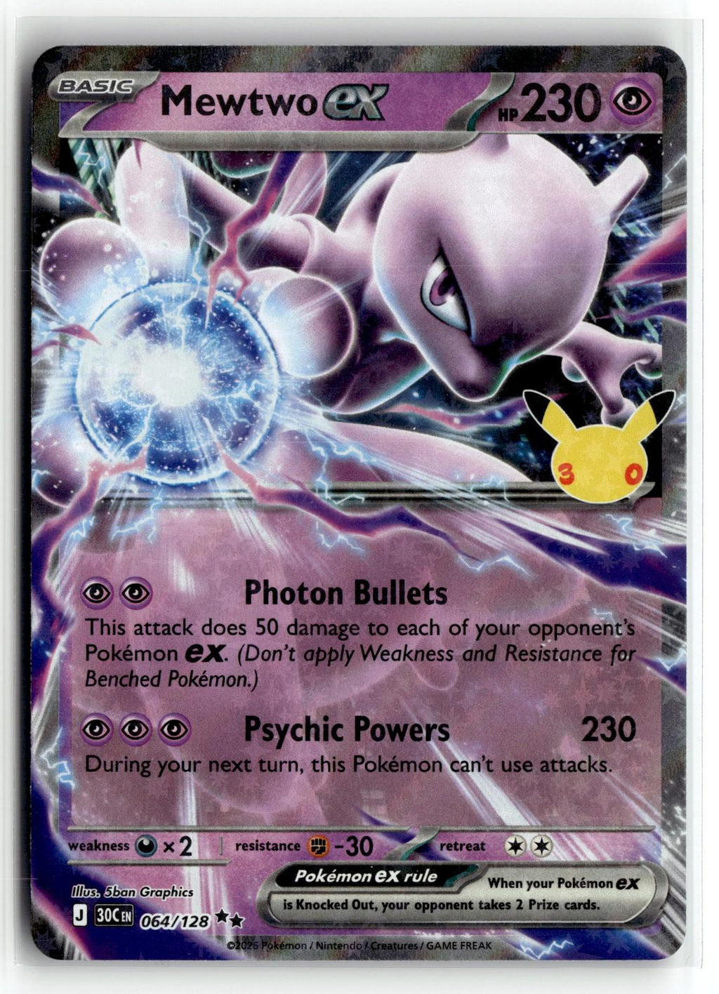 Pokemon tcg ME: 30th Celebration #064/128 Mewtwo ex