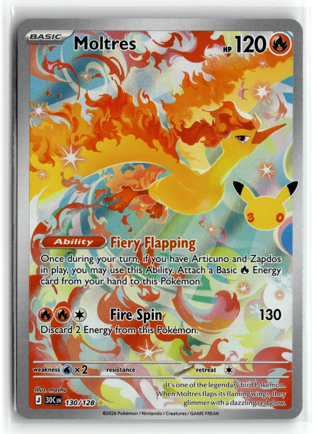 Pokemon tcg ME: 30th Celebration #130/128 Moltres