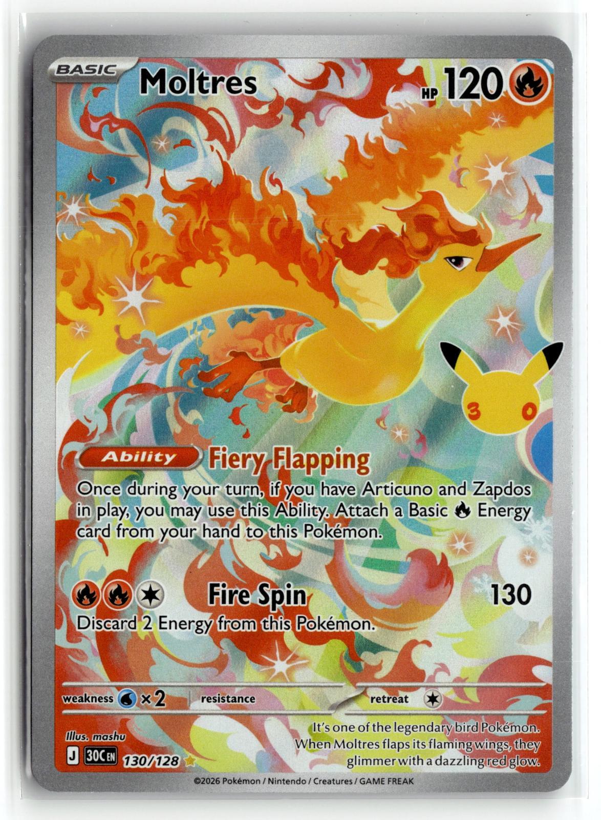 Pokemon tcg ME: 30th Celebration #130/128 Moltres