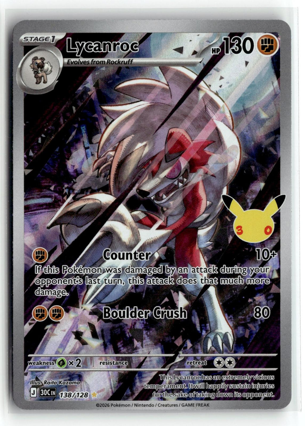 Pokemon tcg ME: 30th Celebration #138/128 Lycanroc