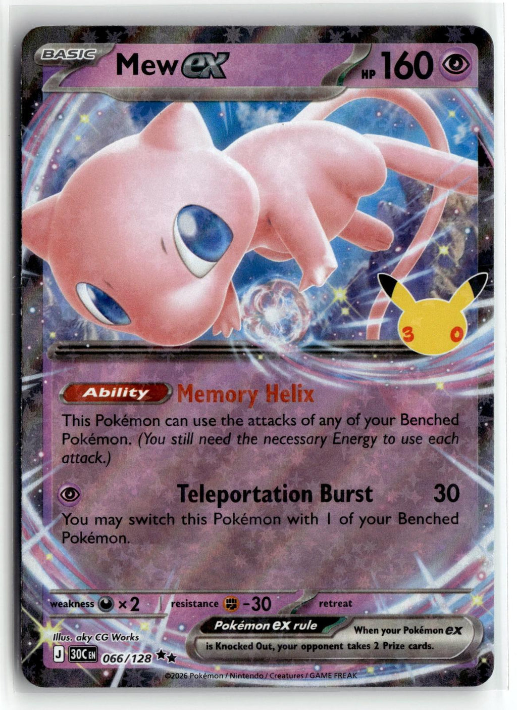 Pokemon tcg ME: 30th Celebration #066/128 Mew ex