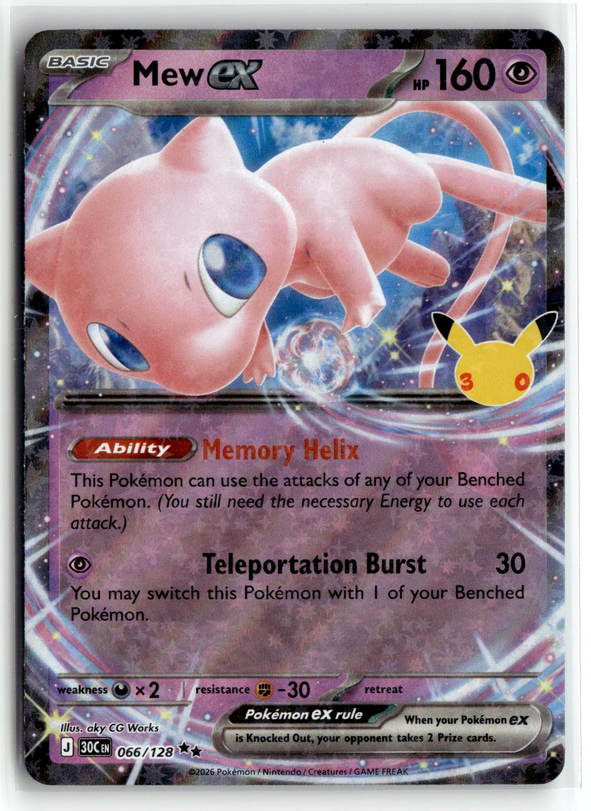 Pokemon tcg ME: 30th Celebration #066/128 Mew ex