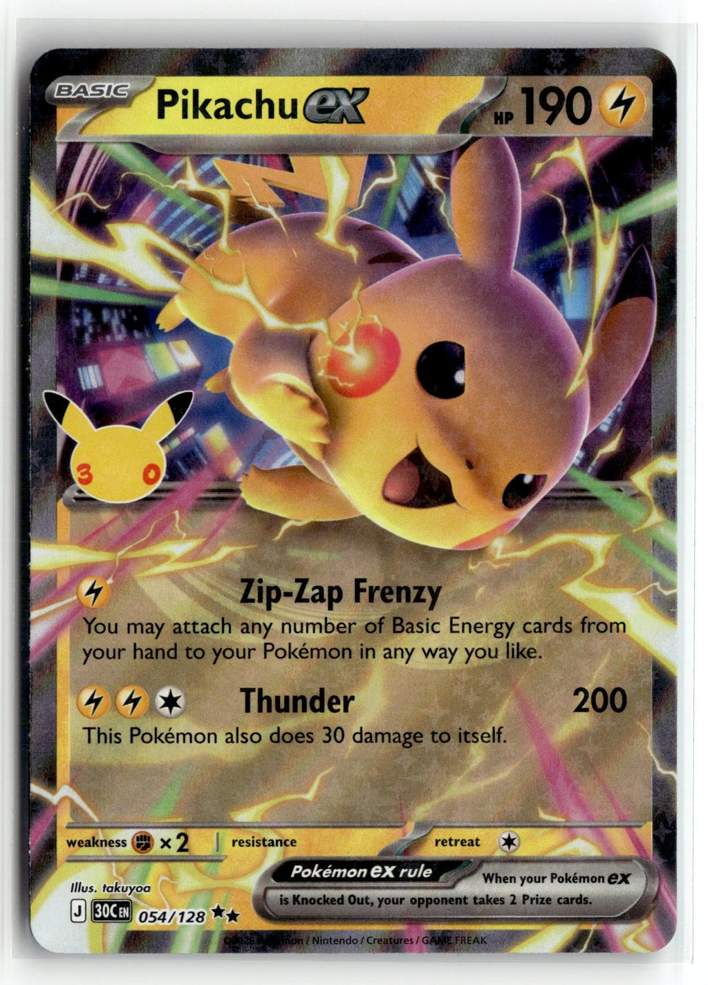 Pokemon tcg ME: 30th Celebration #054/128 Pikachu ex