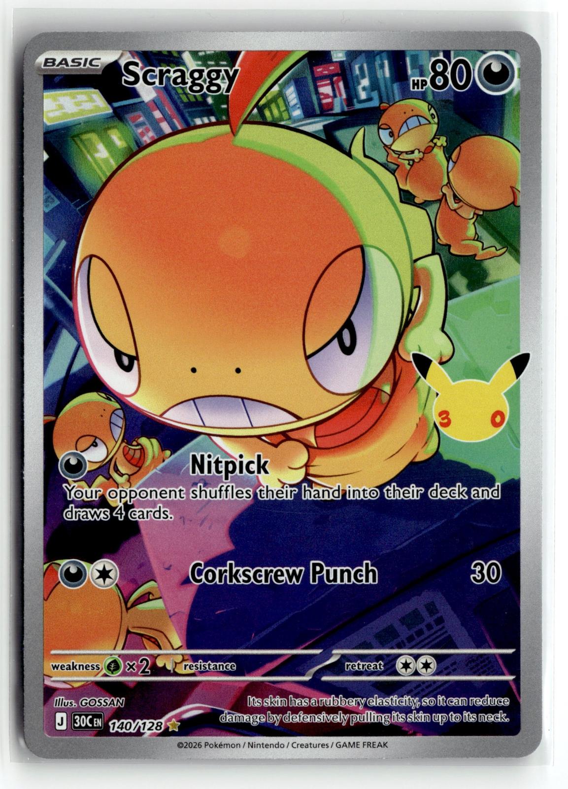 Pokemon tcg ME: 30th Celebration #140/128 Scraggy
