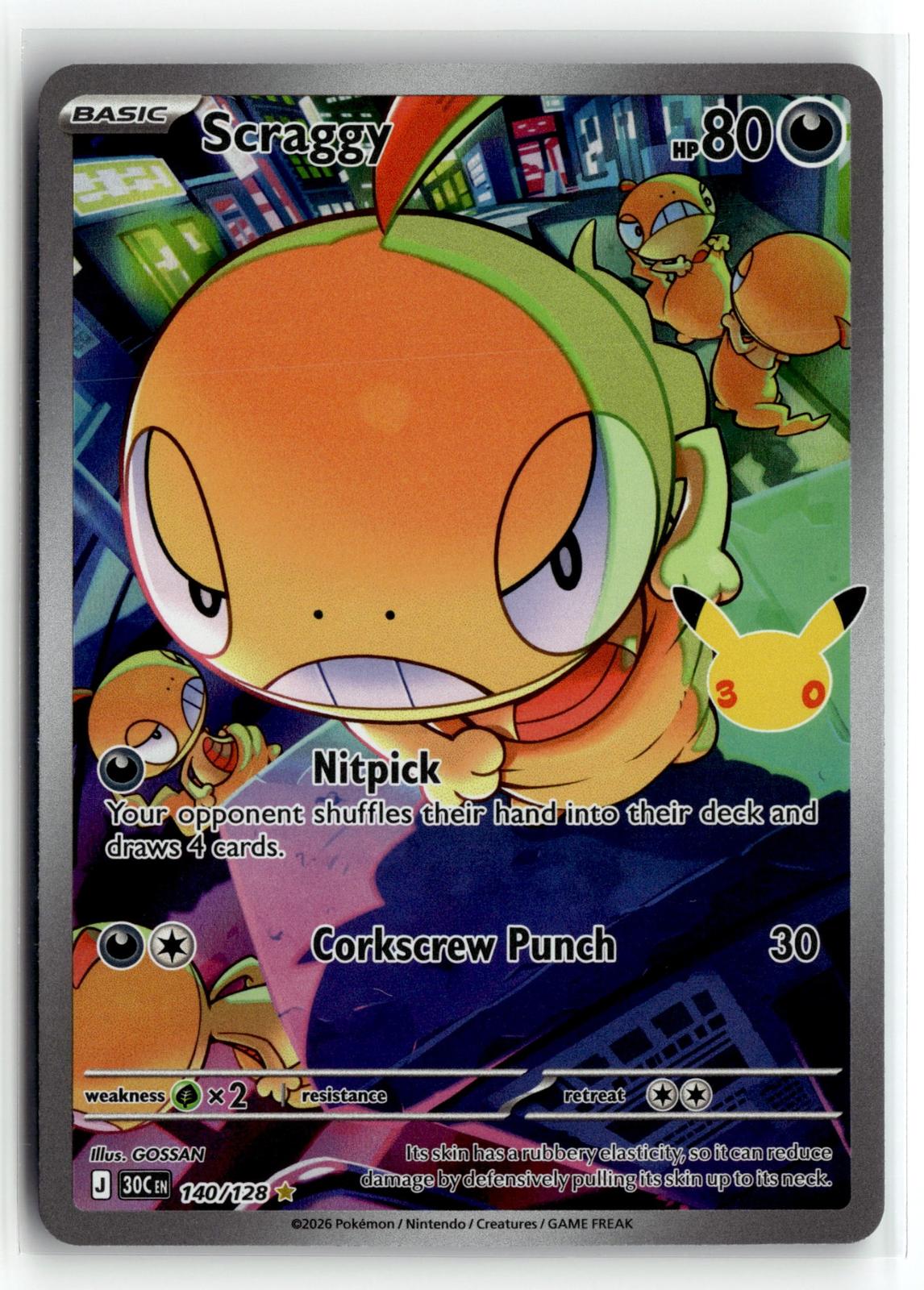 Pokemon tcg ME: 30th Celebration #140/128 Scraggy