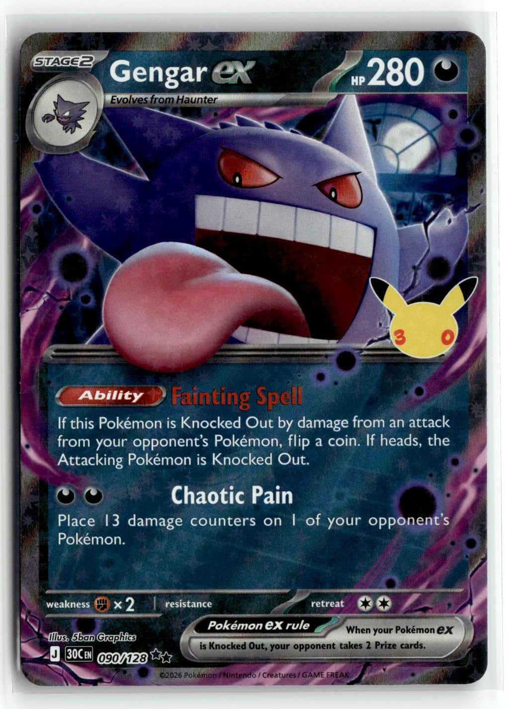 Pokemon tcg ME: 30th Celebration #090/128 Gengar ex