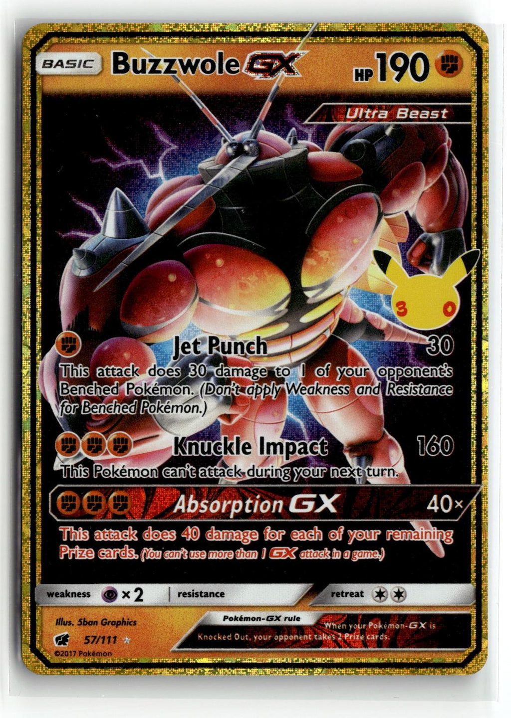 Pokemon tcg ME: 30th Celebration Classic Collection #57/111 Buzzwole GX