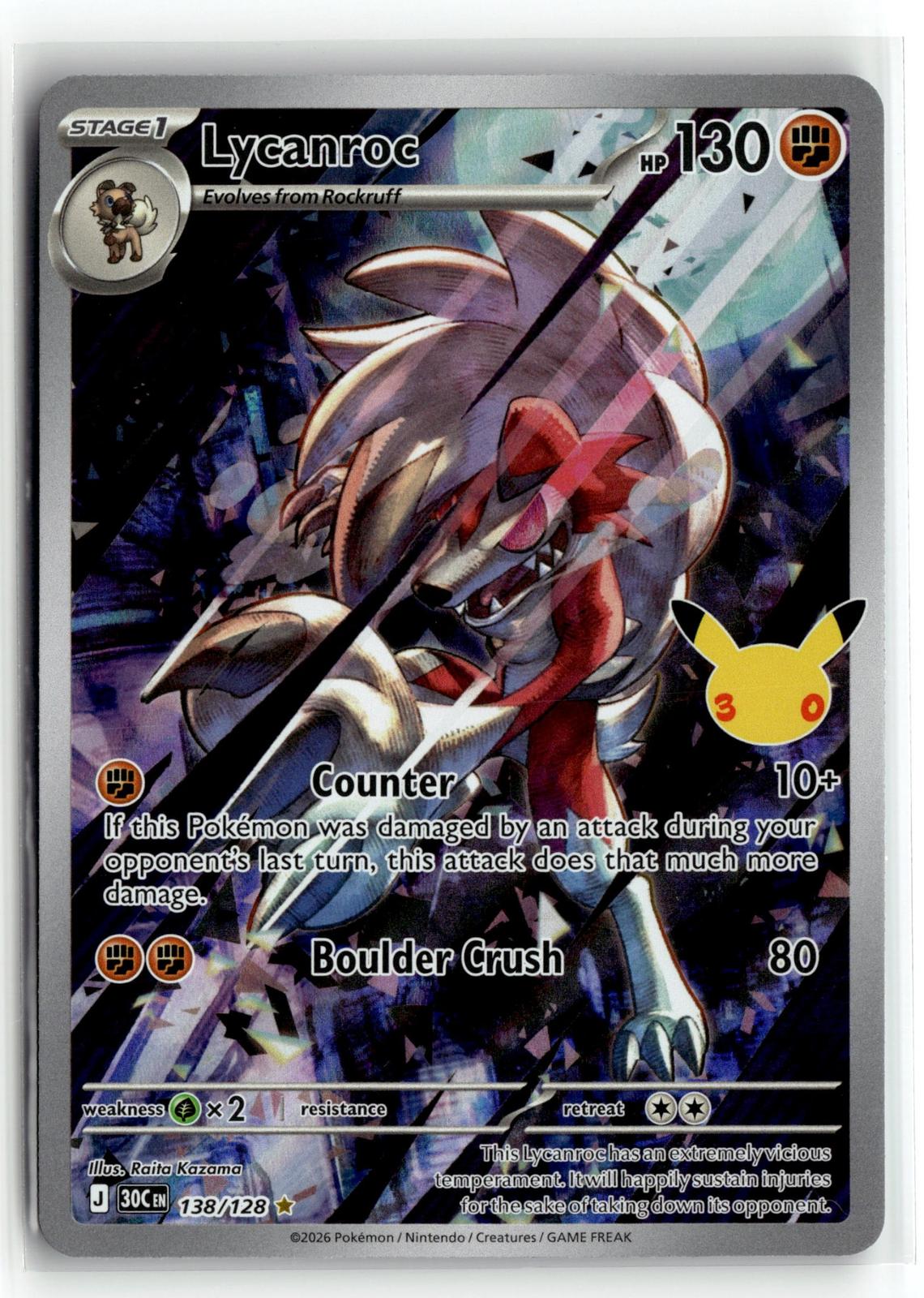 Pokemon tcg ME: 30th Celebration #138/128 Lycanroc