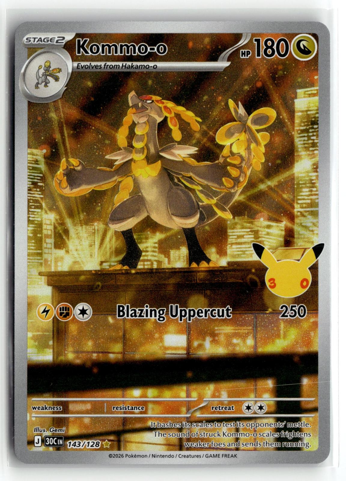 Pokemon tcg ME: 30th Celebration #143/128 Kommo-o