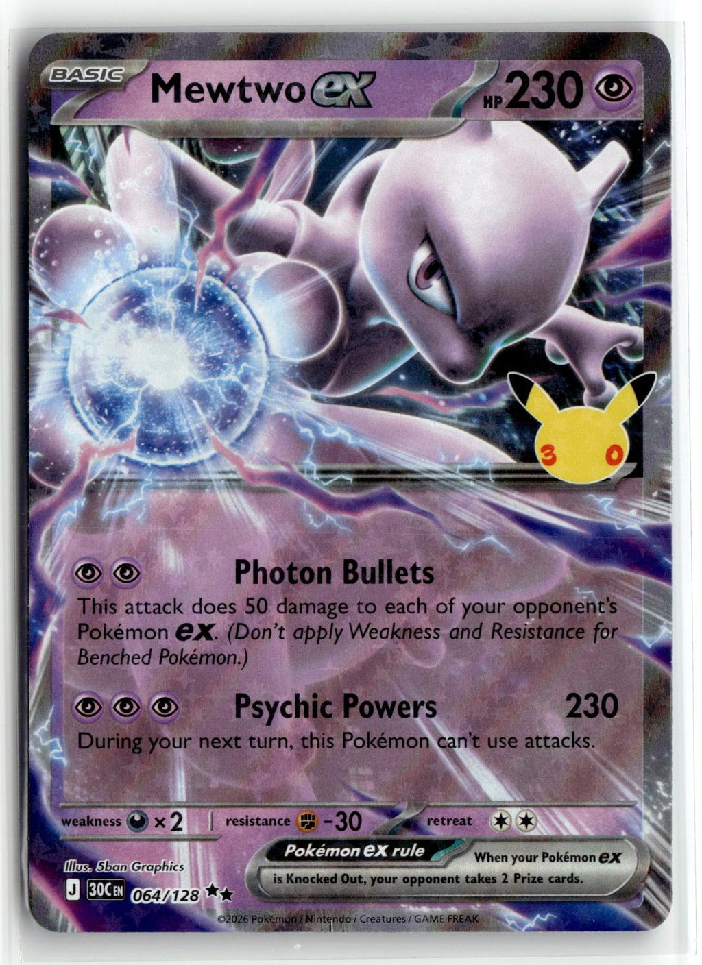 Pokemon tcg ME: 30th Celebration #064/128 Mewtwo ex