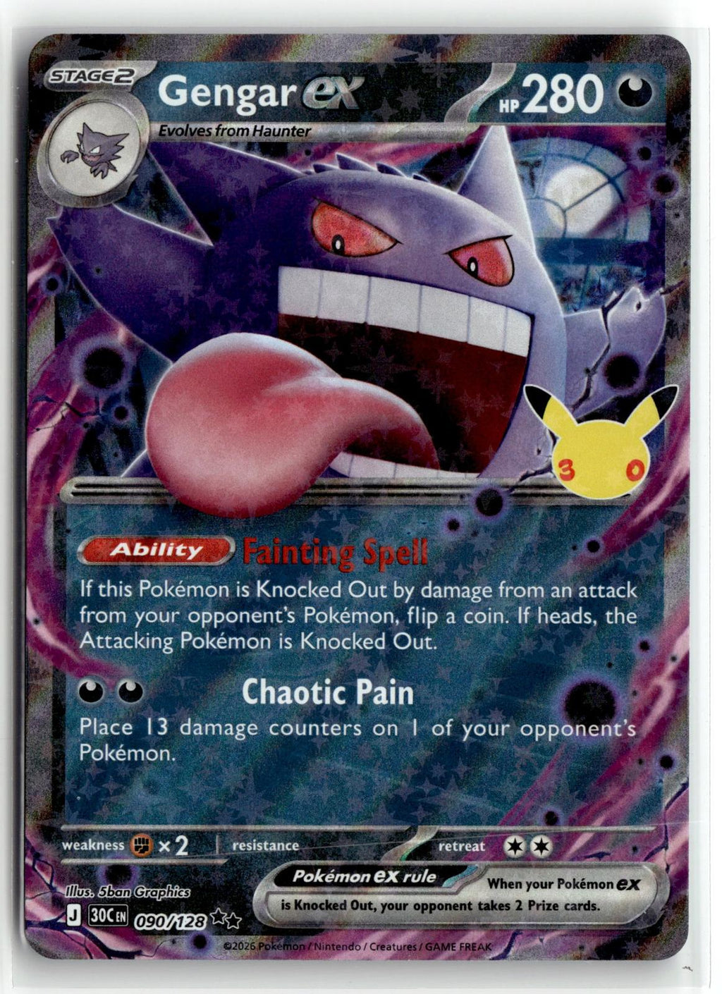 Pokemon tcg ME: 30th Celebration #090/128 Gengar ex
