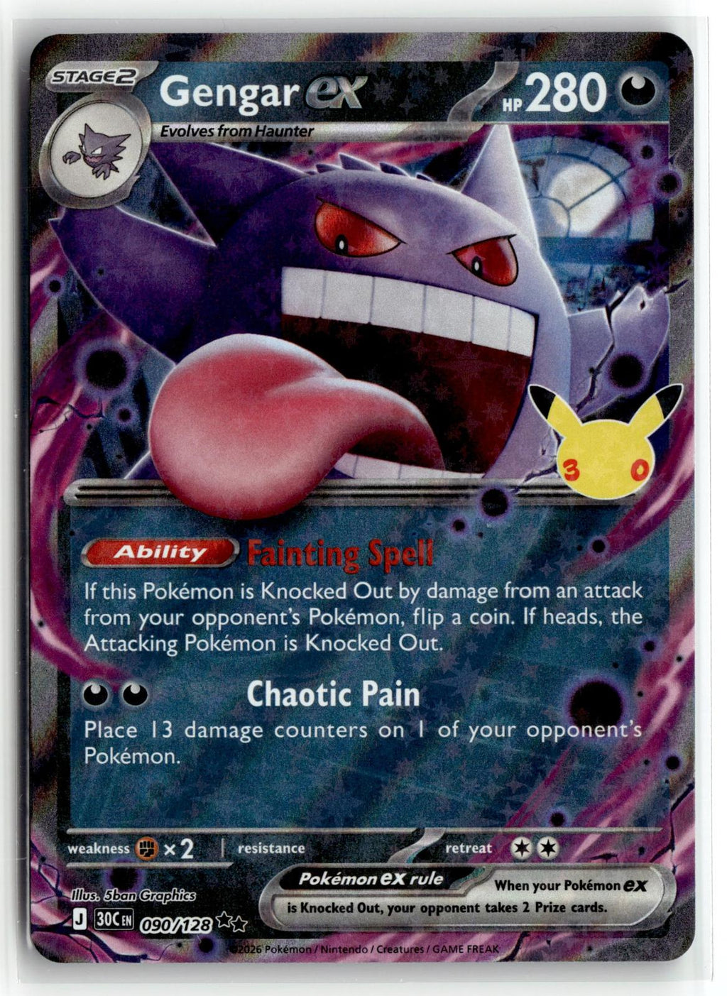 Pokemon tcg ME: 30th Celebration #090/128 Gengar ex