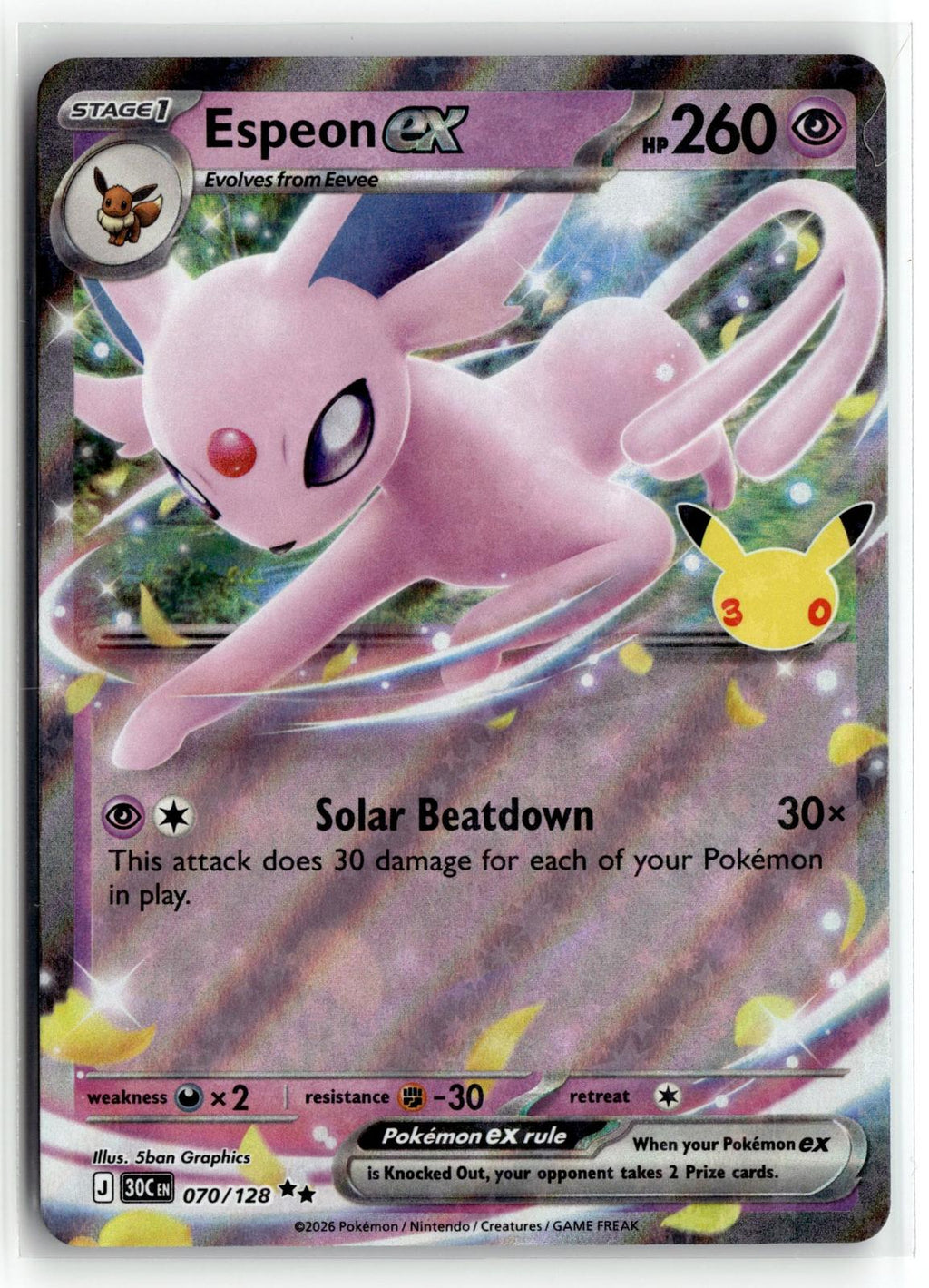 Pokemon tcg ME: 30th Celebration #070/128 Espeon ex