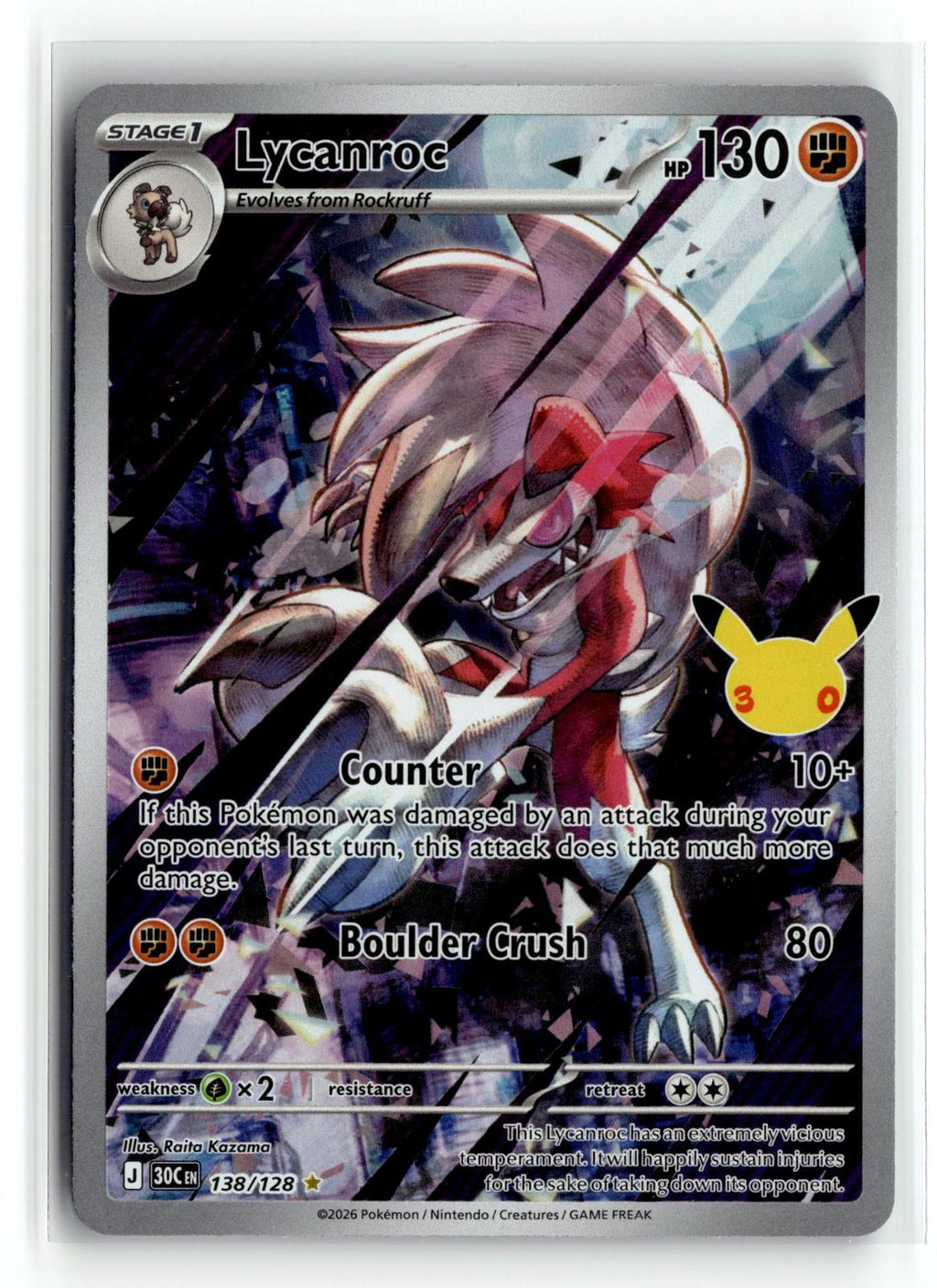 Pokemon tcg ME: 30th Celebration #138/128 Lycanroc