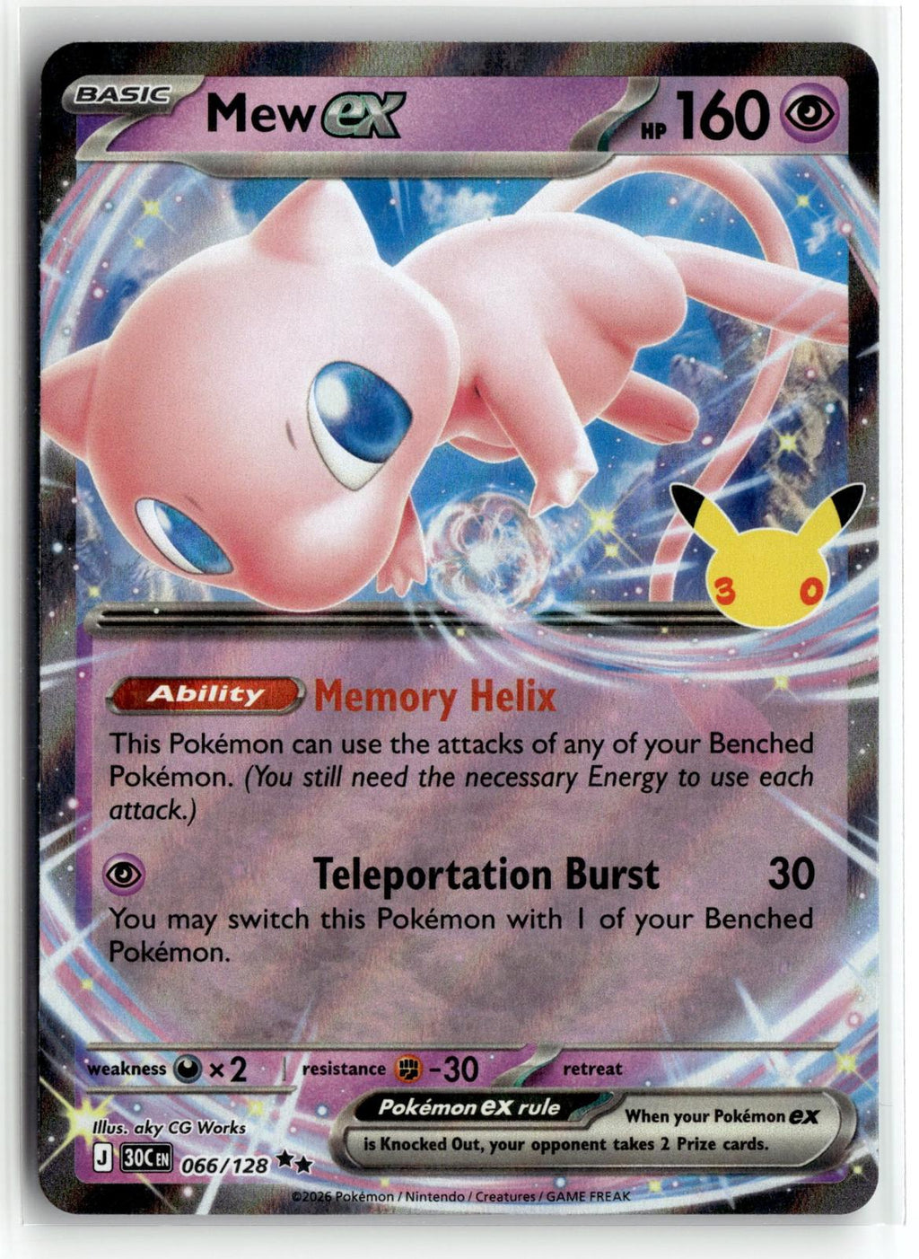 Pokemon tcg ME: 30th Celebration #066/128 Mew ex