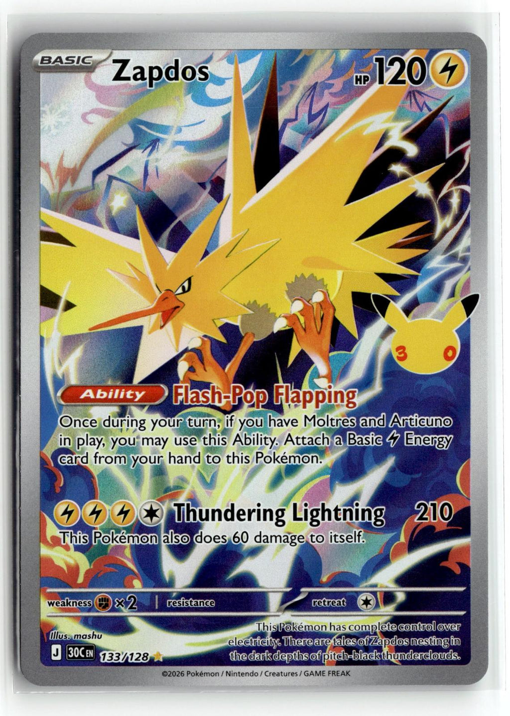 Pokemon tcg ME: 30th Celebration #133/128 Zapdos