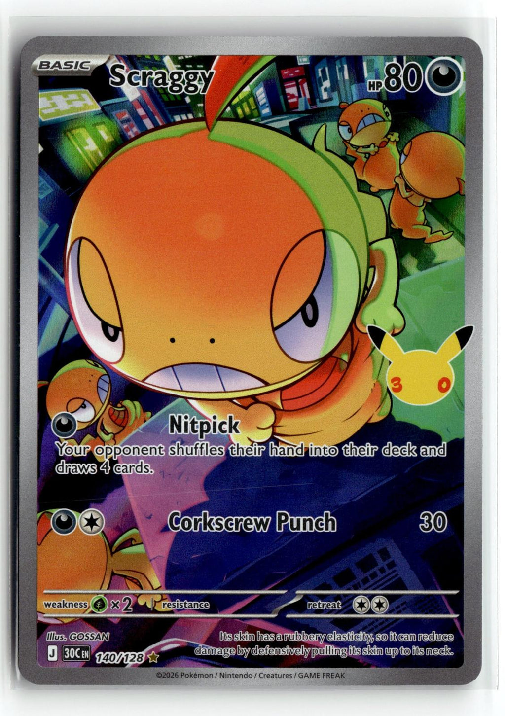Pokemon tcg ME: 30th Celebration #140/128 Scraggy