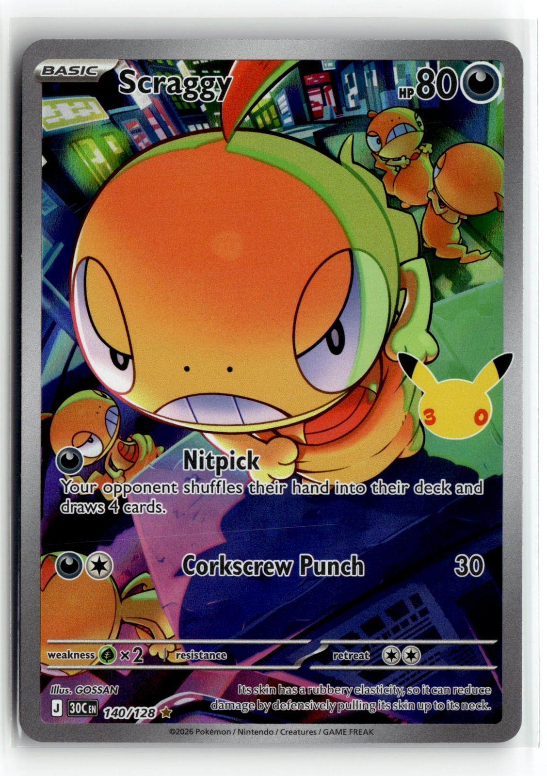 Pokemon tcg ME: 30th Celebration #140/128 Scraggy