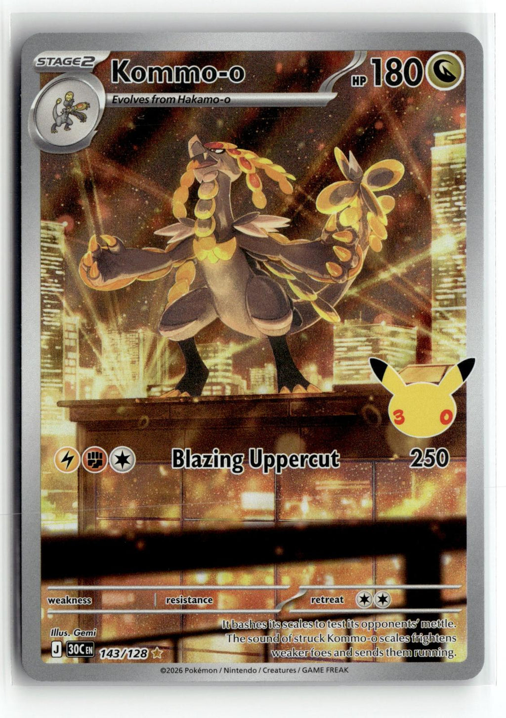 Pokemon tcg ME: 30th Celebration #143/128 Kommo-o