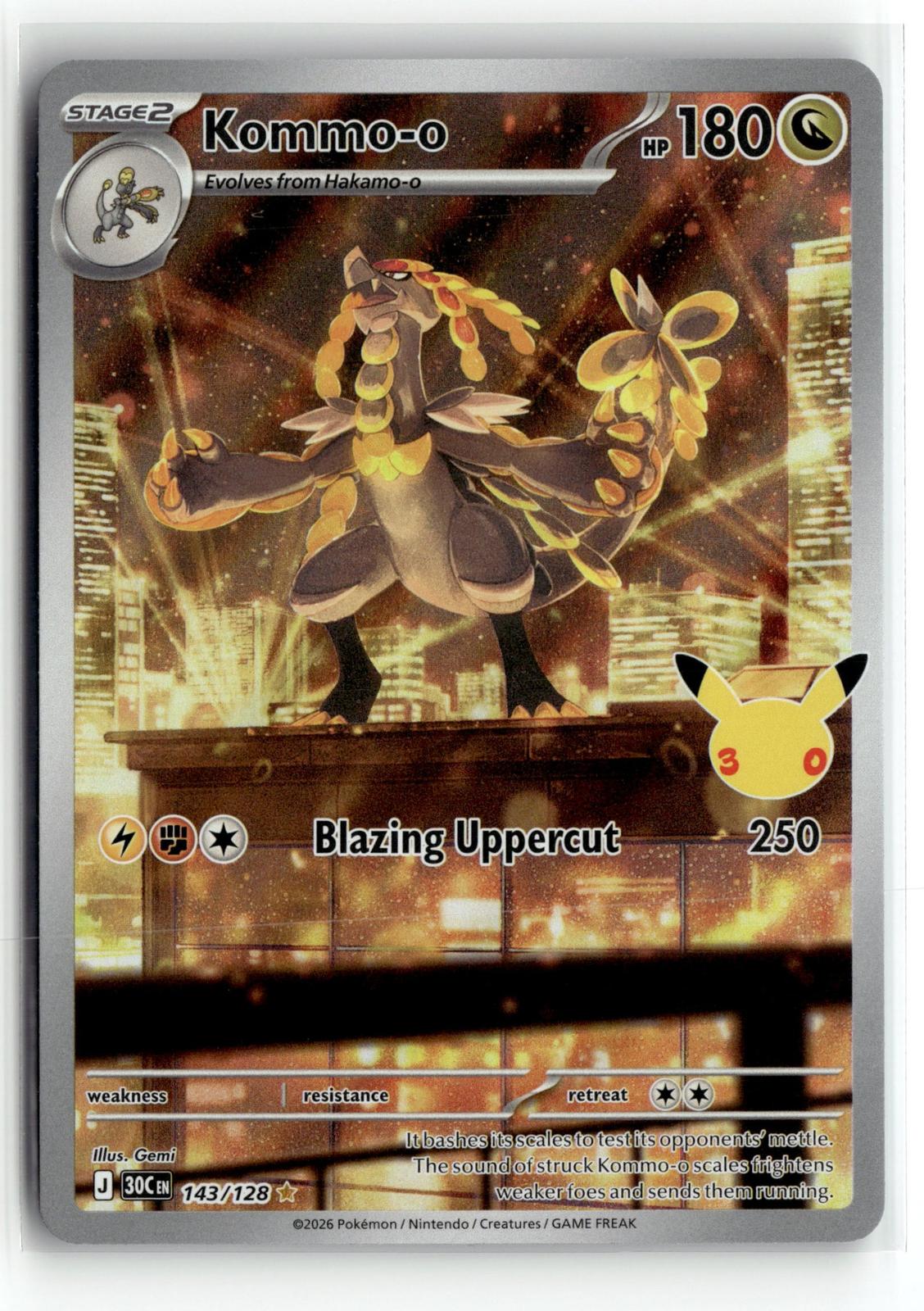 Pokemon tcg ME: 30th Celebration #143/128 Kommo-o