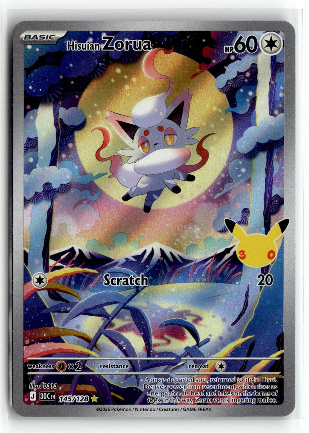 Pokemon tcg ME: 30th Celebration #145/128 Hisuian Zorua