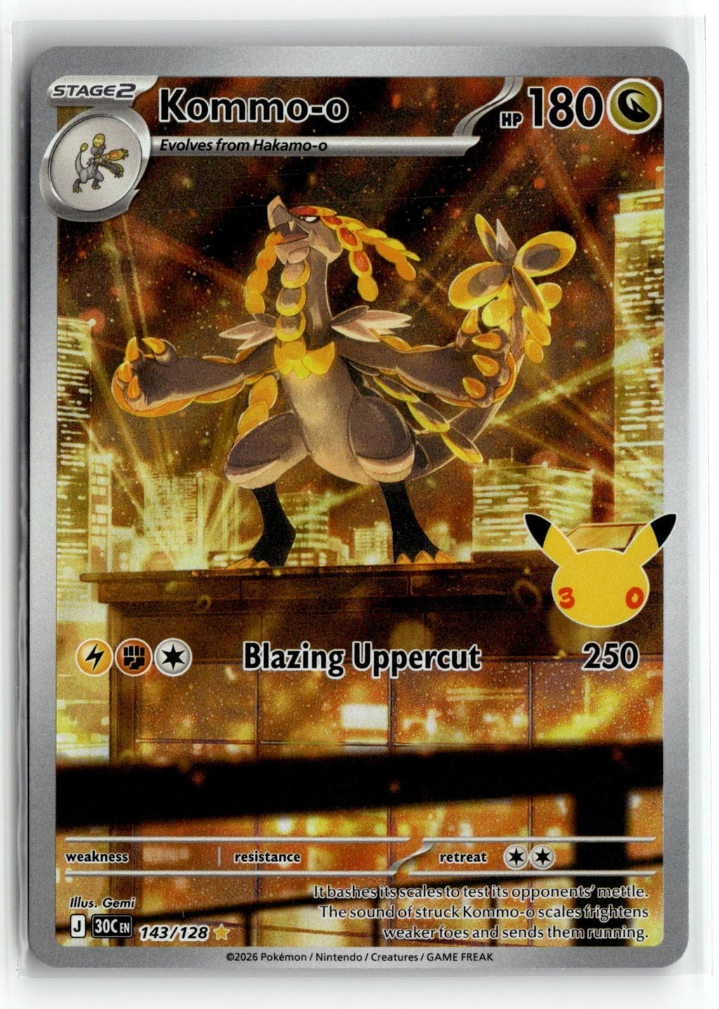 Pokemon tcg ME: 30th Celebration #143/128 Kommo-o