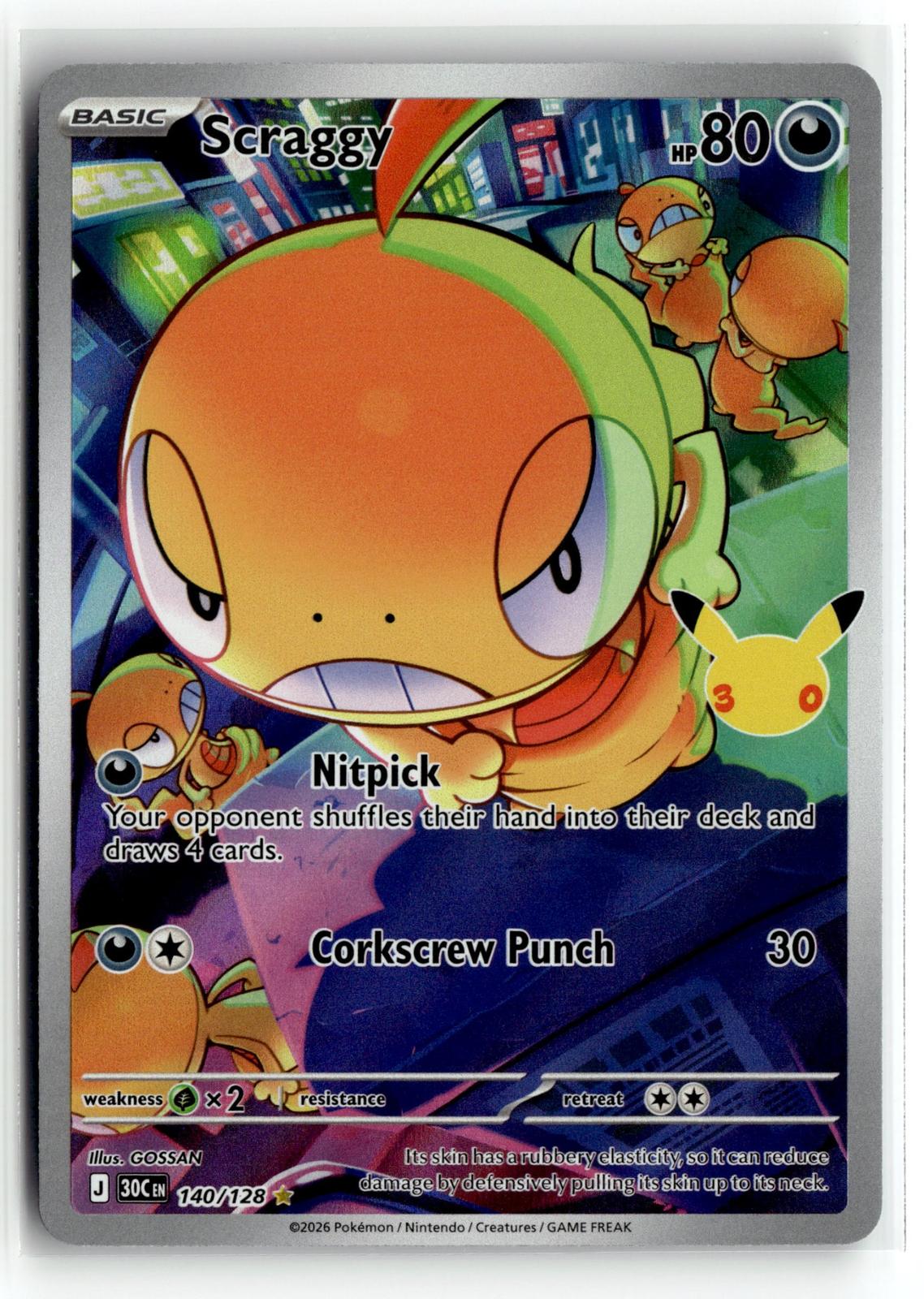 Pokemon tcg ME: 30th Celebration #140/128 Scraggy