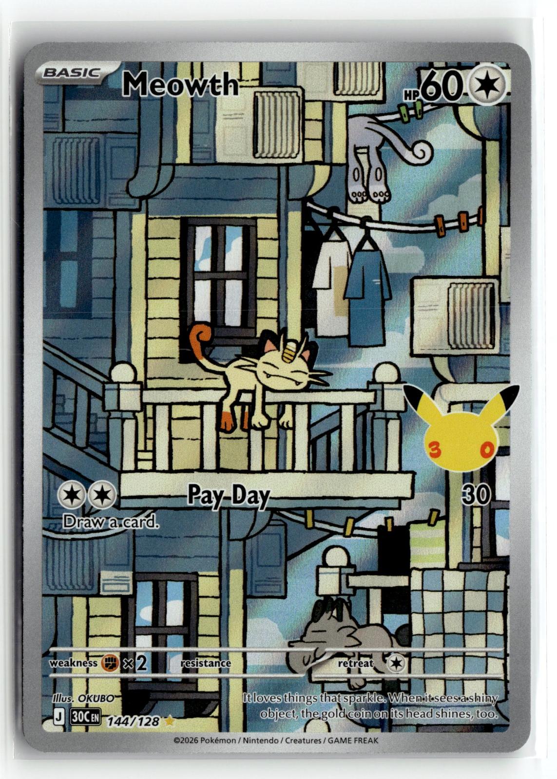 Pokemon tcg ME: 30th Celebration #144/128 Meowth