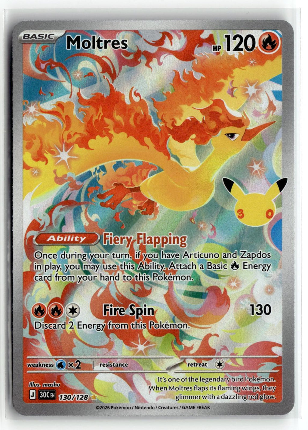Pokemon tcg ME: 30th Celebration #130/128 Moltres
