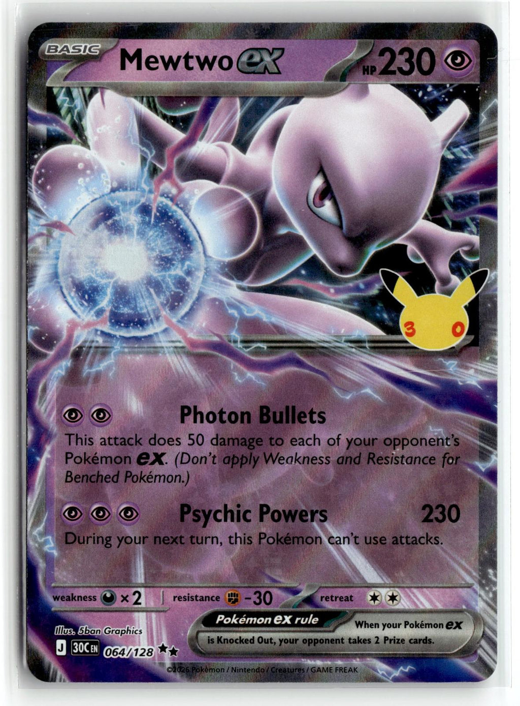Pokemon tcg ME: 30th Celebration #064/128 Mewtwo ex