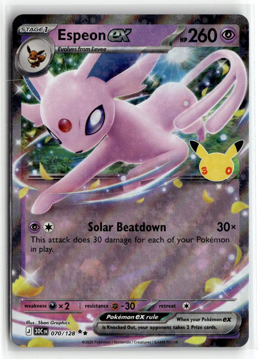 Pokemon tcg ME: 30th Celebration #070/128 Espeon ex
