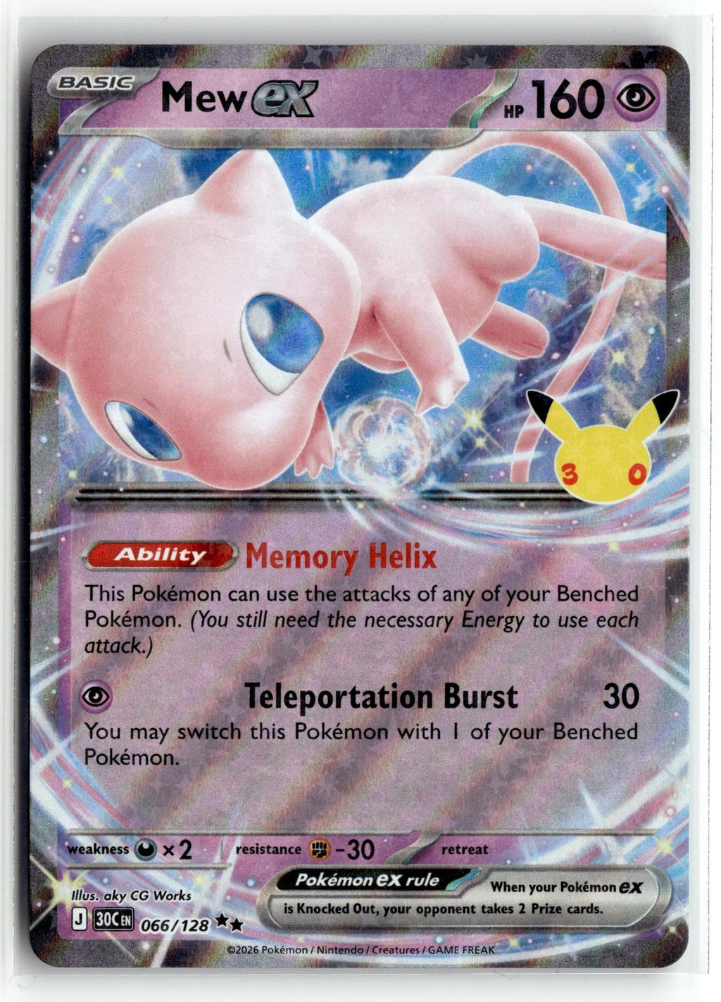Pokemon tcg ME: 30th Celebration #066/128 Mew ex