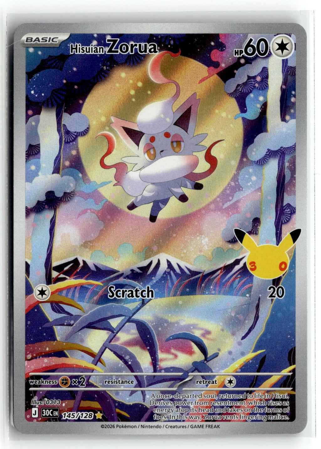 Pokemon tcg ME: 30th Celebration #145/128 Hisuian Zorua