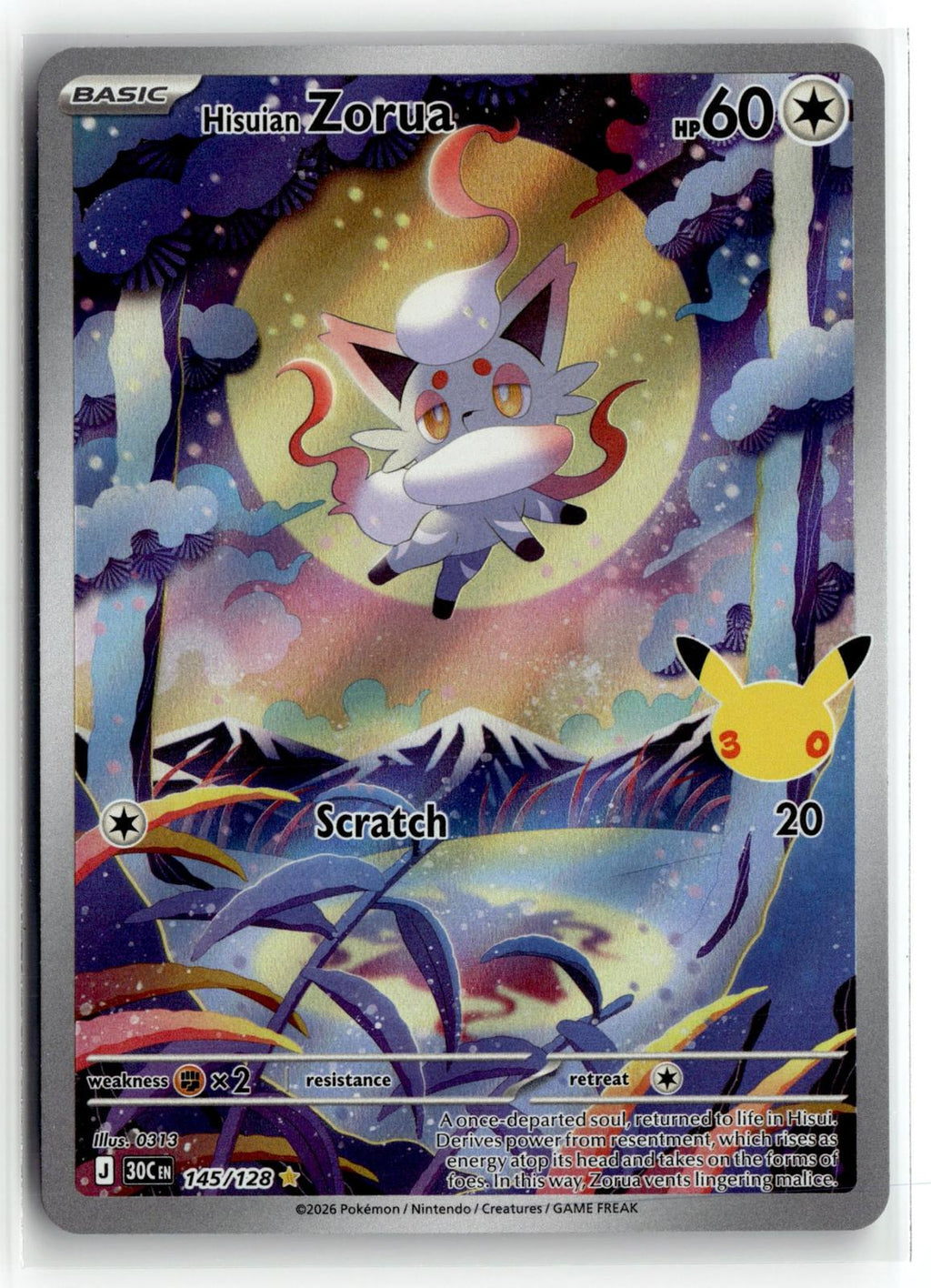 Pokemon tcg ME: 30th Celebration #145/128 Hisuian Zorua